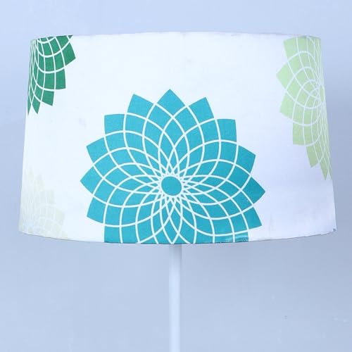 Image of tu casa White Metal-Iron Base Foldable Floor Lamps with Dahlia Floral Print & Satin Shade for Bedroom, Living Room, Lounge, Office Area, Gifting Without Bulb for Home Decoration (Height - 57 inch)