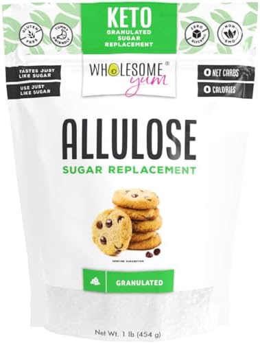 Wholesome Yum Allulose Sweetener - Natural Granulated Sugar Substitute - Keto, Non GMO, Zero Carb, Zero Calorie, Sugar Free, No Aftertaste Tummy Friendly - Granular Sugar Replacement (16 oz / 1 lb)
