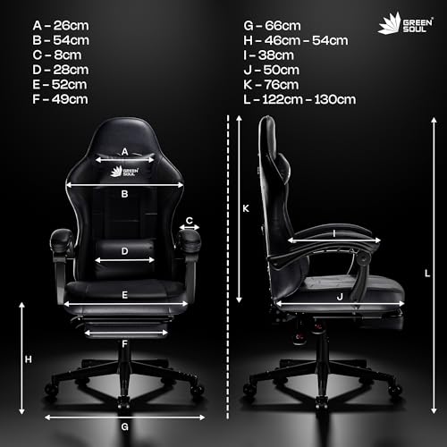 Green Soul Blade Ergonomic Gaming Chair (Black) - Image 2 of 5