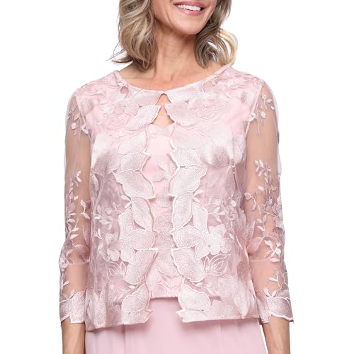 Image of Alex Evenings Women's Tea Length Jacket Dress, Perfect for Weddings, Formal Events (Petite and Regular Sizes)
