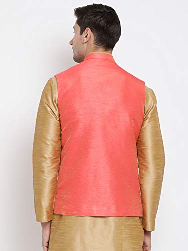 Image of VASTRAMAY Men's Beige Cotton Silk Blend Ethnic Jacket