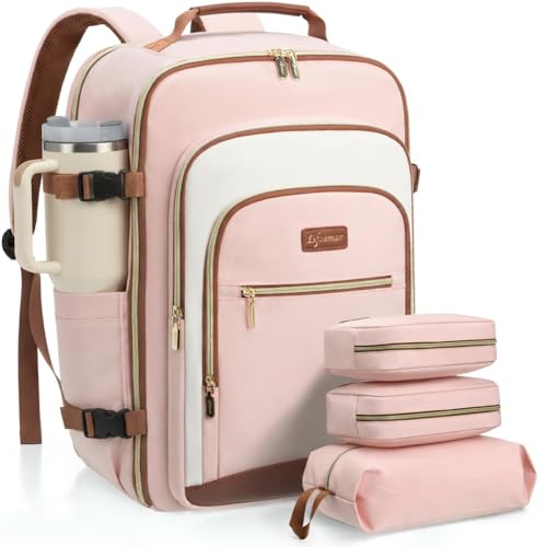 Image of 40L Travel Backpack for Women, Carry On Bag Flight Approved, Waterproof Backpack with 3 Packing Cubes, Weekender Personal Item Bag for Airplane Travel Essentials, TSA Approved