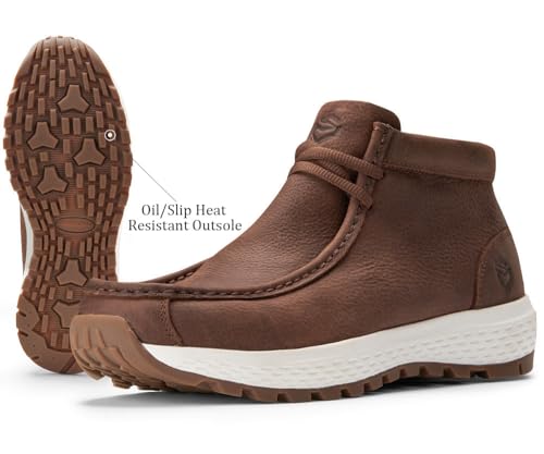 Image of SUREWAY Men's Chukka Boots,Lightweight Durability Leather Moc Toe Work Boots,Fashion Hiking,Driving Shoes,Chelsea Boots for All-Weather Comfort (Office,Casual,Dress)