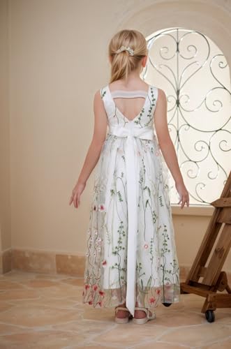 Special Occasion Dresses for Girls Wedding Flower Girl Dress Tulle Lace Full Length Sleeveless Kids Ball Gown 2-164