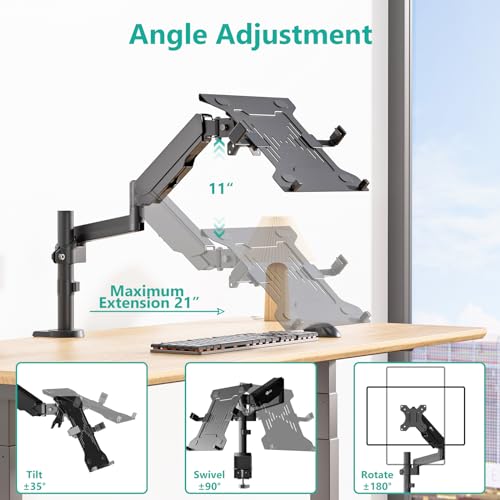 Image of WALI Laptop Tray Desk Mount for 1 Laptop Notebook Fits 10-15.6 Inch, Monitor Arm with Vented Cooling Platform Stand (GSDM001LP), Black
