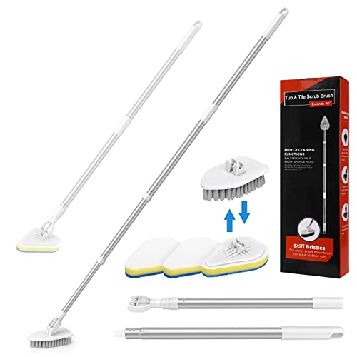 Augot 2 en 1 Cepillo de Limpieza de Ducha, Cepillo Limpieza Extensible con 117cm Mango Largo,...