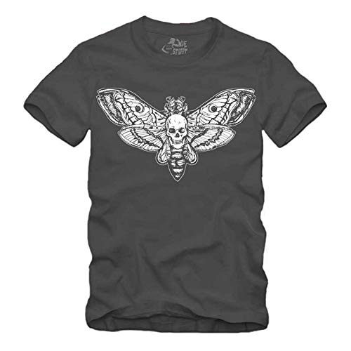 Tirelire en métal avec motif tête de mort et papillon - Gris - Large