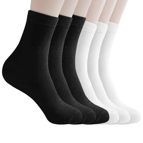 Vidacharmy 6 Pairs Men's Socks, Medium Height, Breathable, Business Socks, Seamless Everyday Casual Styles, Suitable for Autumn and Winter, black, 44