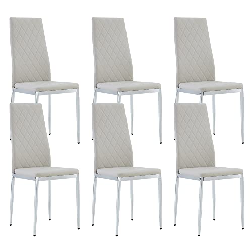Furnito Dining Chairs Set Of 6,Grey High Back Dining Room Chairs With Upholstered Cushion Pu Leather For Kitchen Room, Dining Room Home Furniture(Grey) #TOP2