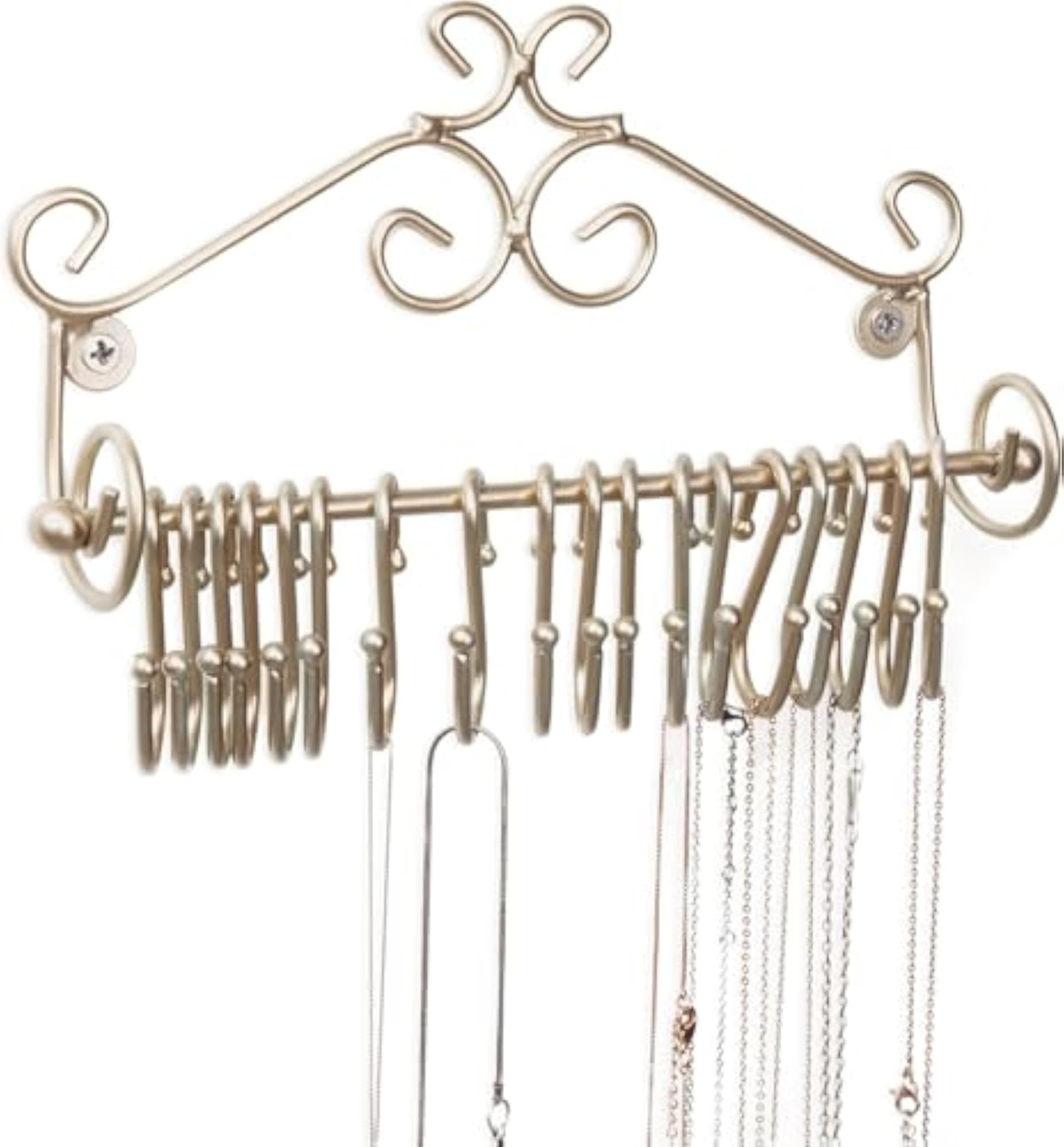 Wall Mounted Golden Metal Necklace Holder