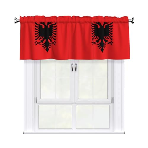rrxnbcgg Rideaux de cantonnière de poche drapeau albanais pour cuisine, salle de bain, buanderie, sous-sol, 137,2 x 45,7 cm