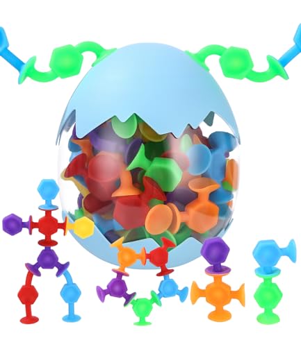 Juego de Ventosas para Niños, 52 Piezas Juguetes de Ventosa Silicona con Huevos de Dinosaurio, Juguetes Bañera Bebe, Juguetes Sensoriales Interactivos, Regalos Niños Niñas 3 4 5 6 7 Años