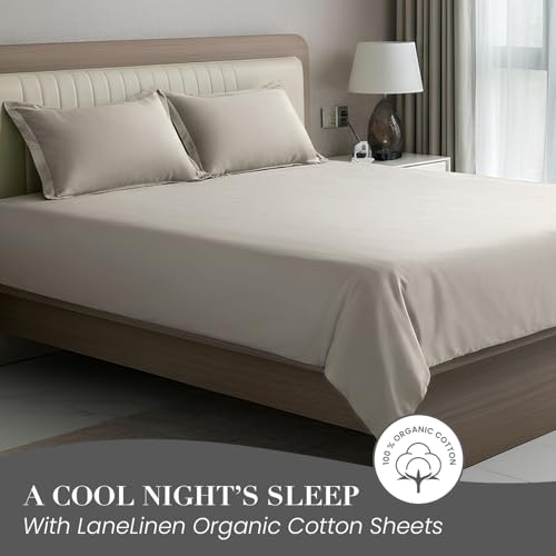 Image of LANE LINEN 400TC Super King Size Bedsheet with 2 Pillow Cases | 100% Cotton 3 Pc Bedding Set (2.74 M x 2.74 M) | Breathable & Wrinkle-Free | Sustainable & Eco Friendly Bedding Set (Ivory)