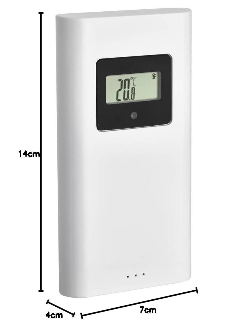TFA Dostmann Horizon 35.1155.01 nadajnik temperatury z wyświetlaczem, nadajnik zewnętrzny, do radiowej stacji pogodowej Horizon 35.1155.01, biały, dł. 65 x szer. 40 x wys. 135 mm