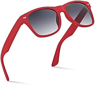 Kids Comfortable Classic Sunglasses for Boys and Girls | Toddler Preschool Grade School Children AGE 3-12 Years Recommended, Red