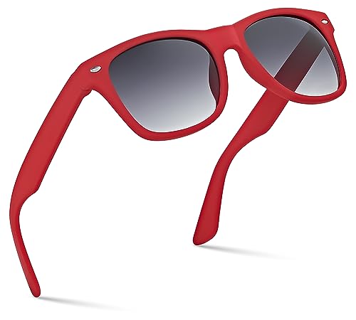 Kids Comfortable Classic Sunglasses for Boys and Girls | Toddler Preschool Grade School Children AGE 3-12 Years Recommended, Red