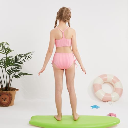 Image of Weixinbuy Girls Swimsuits Summer Bathing Suit for Teens Girls 2 Piece Bikini Set Solid Beach Swimsuit Swimwear for Girls
