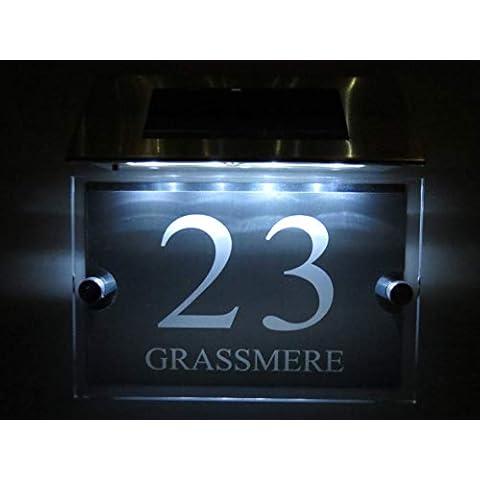 Haizuai SIGN House Signs Plaques Door Numbers 1-9999 Street Name SOLAR LIGHT LED Acrylic Aluminium Personalised ! Cover