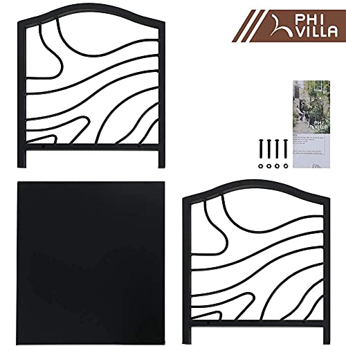 Phi Villa 17 Inch Firewood Log Rack Bin Indoor/Outdoor Decor Steel Fireplace Wood Holder Storage Brackets Holder Wood Burning Stove Accessories, Black Wave #TOP7