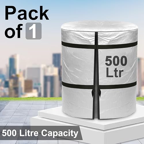 Image of GLUN 500 Liter Water Tank Insulation Cover, Pack of 1 Valcro Opening, Protects from Heat, Cold & Algae, Roof Top Thermal Water Tank Cover