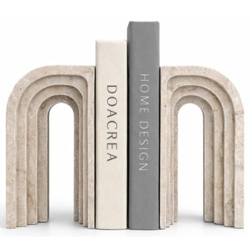 Decorative Bookends for Shelves Heavy Duty Book Ends for Heavy Books Stone-Inspired Composite Bookends Non-Slip Base Modern Home Office Decor Gift Box Included Set of 2