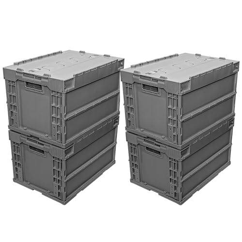 ���{�� �R���e�i �{�b�N�X �܂��� 50l �ϋv �����t�� �ω׏d 160�L���O���� ��� �y�� ���[�{�b�N�X �����^�ъȒP �܂��� �A�E�g�h�A �R���e�i �ς� �܂�R�� �I���R�� (4�Z�b�g, �_�[�N�O���[)