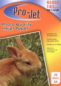 ProJet 185gsm Gloss A4 Paper 20 Sheets Brand ProJet ProJet Photo Paper A4 single sided 20 sheets