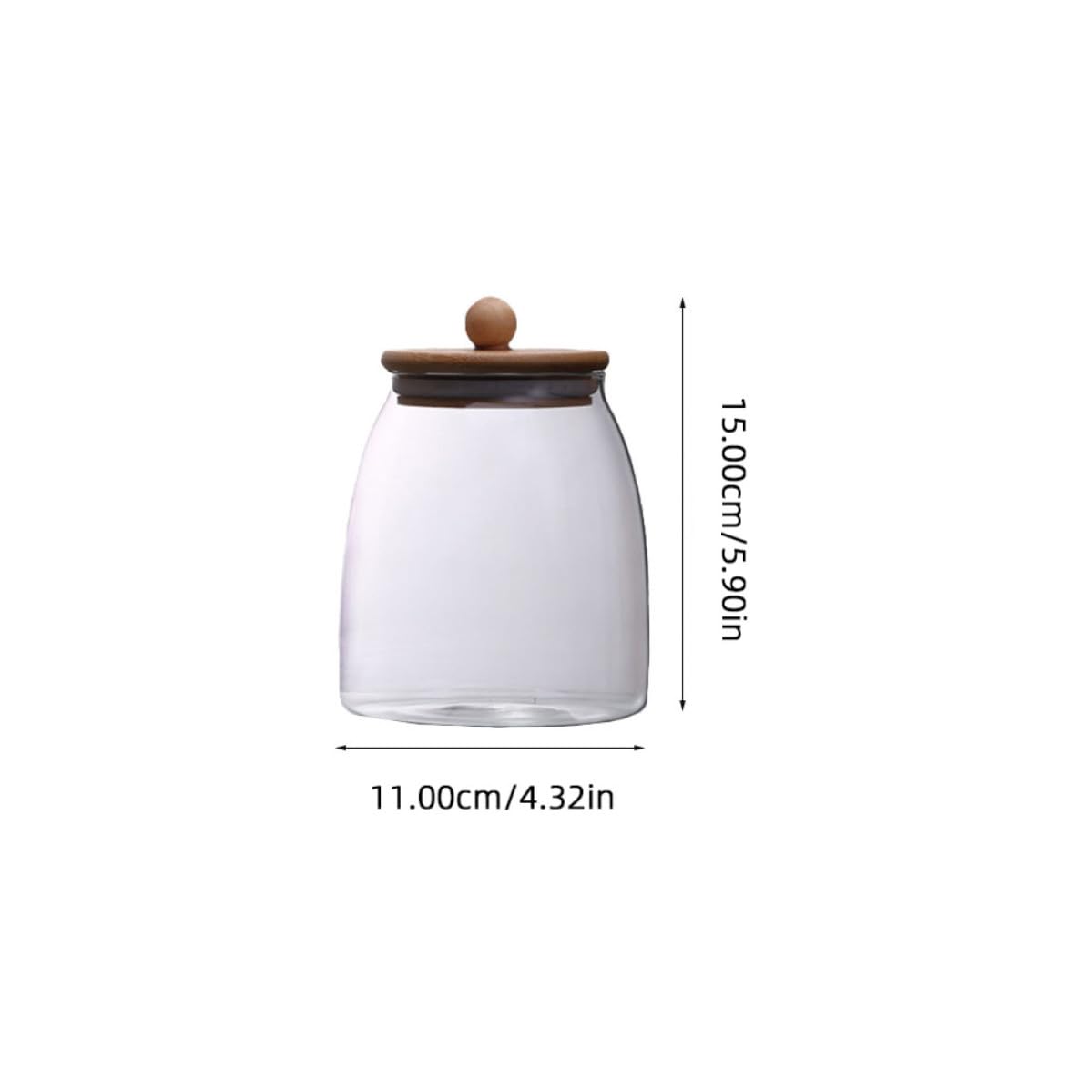 Tarros de Almacenamiento para Alimentos con Tapa Transparente, Vidrio y Madera, Juego de 3 Piezas, Fácil Limpieza y Diseño Práctico para Cocina y Despensa