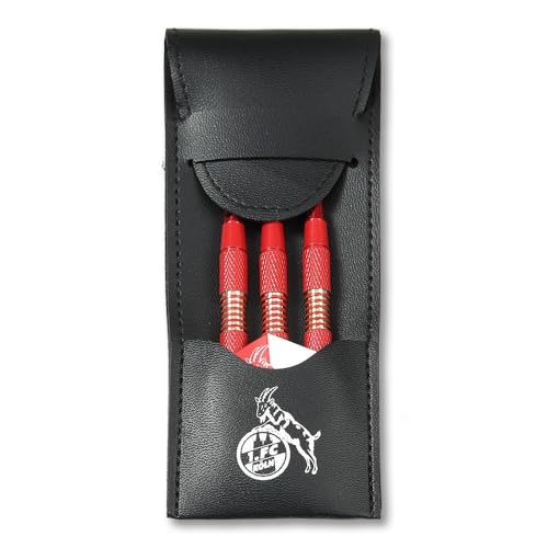 1. FC Köln Dartpfeile Set mit Etui Steel Darts Profi Dartpfeile für Erwachsene Präzisions Dart Set inkl. Flights & Tasche Fanartikel Merchandise