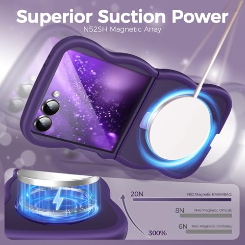 Image of Cute Wavy Magnetic Stand Case for Galaxy Z Flip 7 Fit for MagSafe, Purple