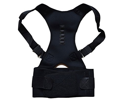 Corrector de Postura de Espalda Ajustable con Terapia magnética, Soporte Lumbar, enderezador de Columna para Hombres y Mujeres (Color: Piel, Talla: XL) (Negro M)