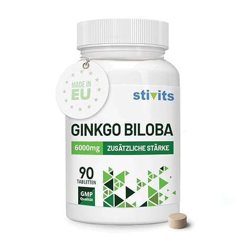 Ginkgo Biloba 6000 mg – 90 vegane Tabletten – Lutein-freier 50:1 Ginkgo-Extrakt – für Gehirn, Konzentration & Durchblutung – Laborgeprüft, ohne Gentechnik – EU-Herstellung
