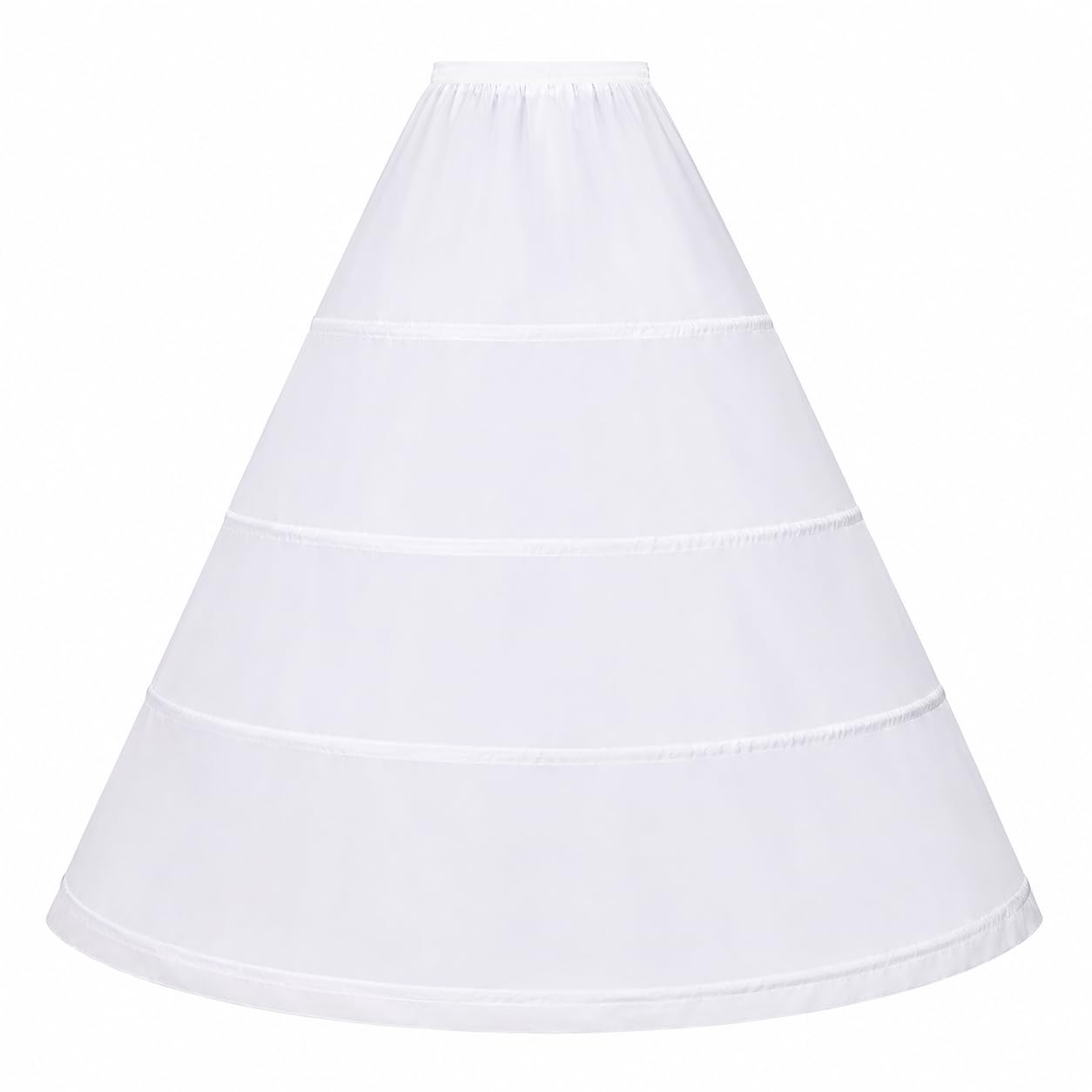 Reifrock Brautkleid - Damen 4 Reifen Petticoats A-Linie Bodenlang Unterrock Crinoline für Hochzeit Ballkleid Weiß