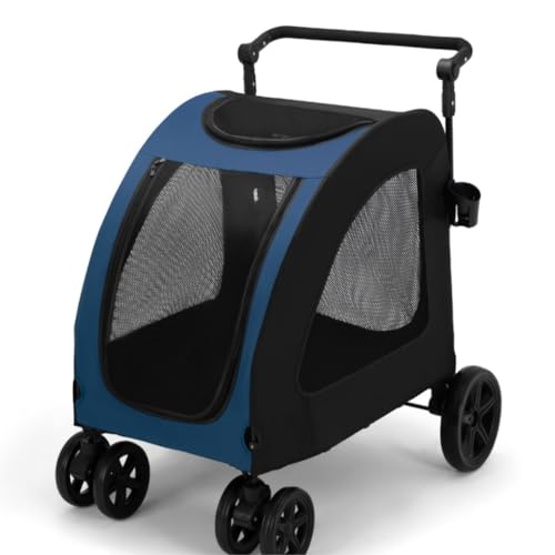 ペット用ベビーカー 中大型犬用ペットベビーカー、高齢犬用折りたたみ屋外ベビーカー、障害者用補助カート 犬 ベビーカー(Blue)