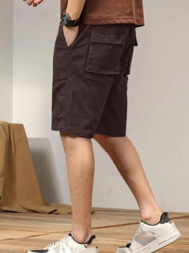 Image of Leriya Fashion Men Cotton Cargo Shorts | Lightweight Shorts Pant for Men | Elastic Waist with Drawstring | Casual Summer Cargo Short's for Man with Pockets