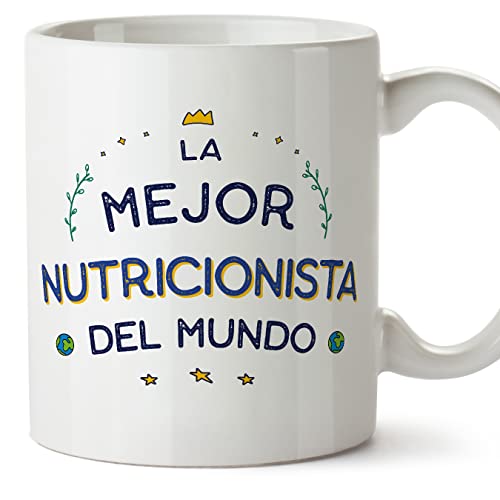 MUGFFINS Tazas para NUTRICIONISTA mujer - En Español - Mejor del Mundo - 11 oz / 330 ml - Regalo original y divertido