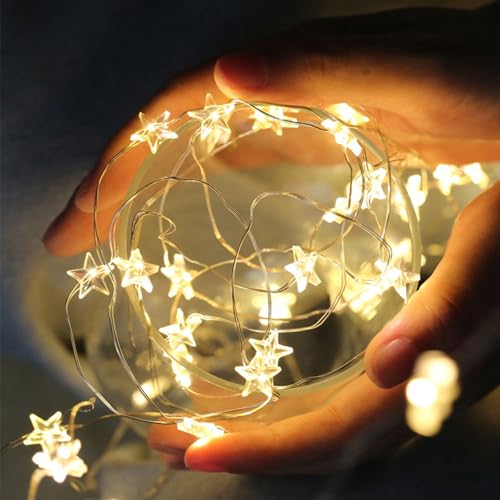 ENLACE Lichterkette Sterne, 2M 20 LED Micro Stern Draht Lichterketten, Lichterkette Kinderzimmer Batteriebetrieb, Warmweiß Dekolicherkette für Kinderzimmer, Schlafzimmer, Hochzeit, Weihnachten Deko ENLACE Lichterkette Sterne, 2M 20 LED Micro Stern Draht Lichterketten, Lichterkette Kinderzimmer Batteriebetrieb, Warmweiß Dekolicherkette für Kinderzimmer, Schlafzimmer, Hochzeit, Weihnachten Deko
