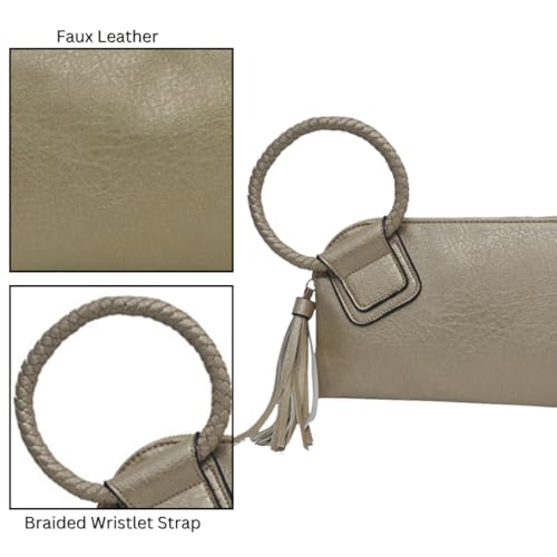 Image of NGIL Faux Leather Mini Wristlet Purse | Women's Handbag, Fashion Wristlet Wallet, Compact Everyday Purse with Fringe Tassel
