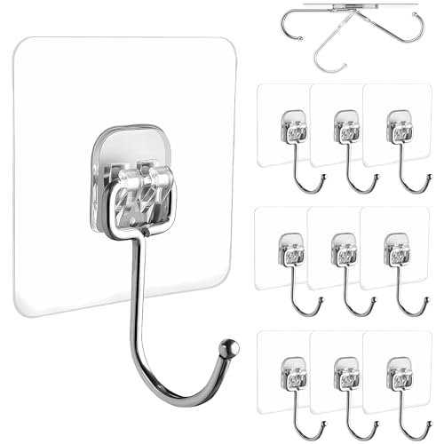 EOSWRU Haken Selbstklebend, 30 Stück Klebehaken Transparent Ohne Bohren (max 10 kg) Nahtloser Wasserdicht und Ölfest Mehrzweck Klebe Haken, Wandhaken Selbstklebend für Küche Bad