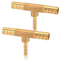 2 Stück Messing Schlauchverbinder, 8x4x8mm T Stück Schlauchtülle, 3-Wege T-förmig Widerhaken Stecker, 8mm Schlauchanschluss Verbinder, T Stück Widerhaken für Luft, Wasser, Kraftstoff und Öl