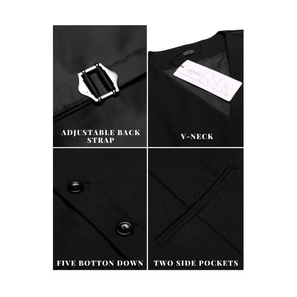 COOFANDY Men's Fashion Formal Slim Fit Business Dress Suit Vest Waistcoat - Image 5