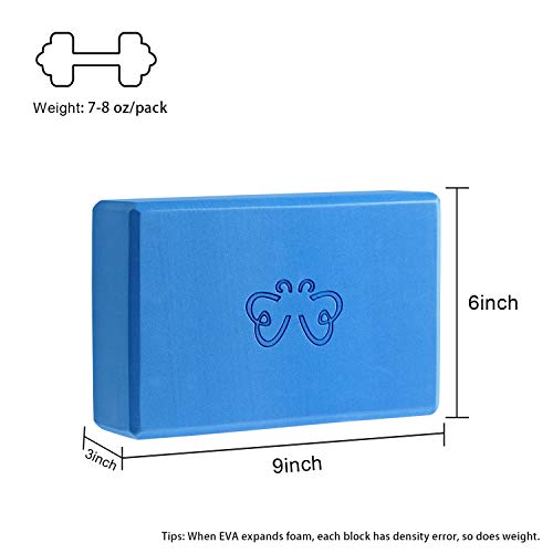 Yoga Blocks 2 Pack for Women Home Yoga Beginners Practices Class Studio Accessories,Pilates, Meditation,High Density EVA Non-Slip Surface Soft and Light (YB01 Royal Blue)