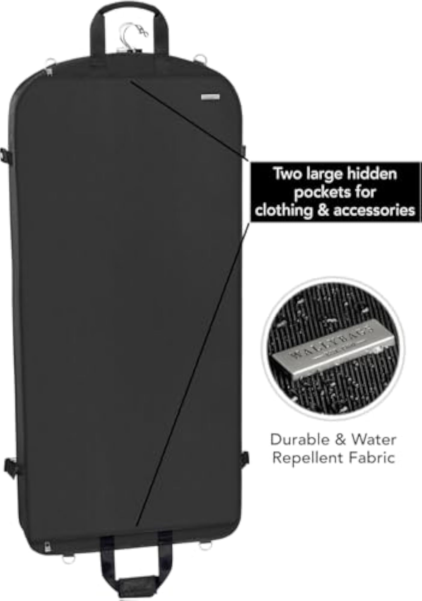 WallyBags 45 Inch Extra Capacity Garment Bag, Black