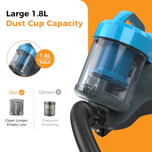 Image of NEWBULIG Canister Vacuum Cleaners for Home, Bagless Vacuum Cleaner, Blue