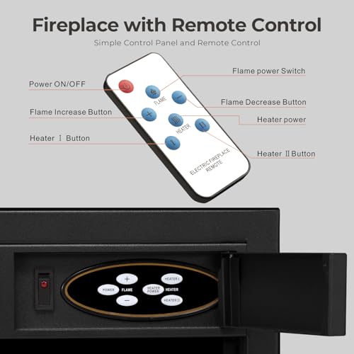 Image of R.W.FLAME Electric Fireplace Insert, Wall Fireplace Electric with Remote Control, Realistic Log Recessed Electric Stove Heater, 7 Color Adjustable Flames, 2 Modes Heat, 750 /1500W (22''X23'')