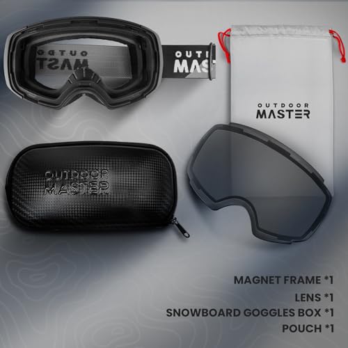 Image of OutdoorMaster Ski Goggles PRO - Frameless, Interchangeable Lens 100% UV400 Protection Snow Goggles for Men & Women (Polarized Gray VLT21%)