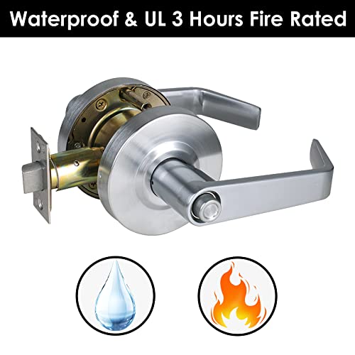 Hisafe (60Mm Latch Commercial Door Lever Grade 2 Privacy Door Handles For Bedroom/Bathroom, Heavy Duty, Ada, Ul 3 Hour Fire Rated, (2-3/8'' Backset), 26D X-Xg-Bk-60 #TOP2
