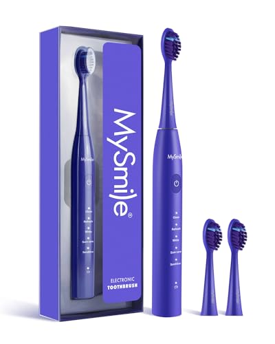 MySmile DY156 Sonic Electric Toothbrush for Adults, Rechargeable Battery Toothbrush Portable with 2 Brush Heads, 2 Mins 5 Modes Smart Timer, 45000VPM, One Charge for 60 Days - Blue