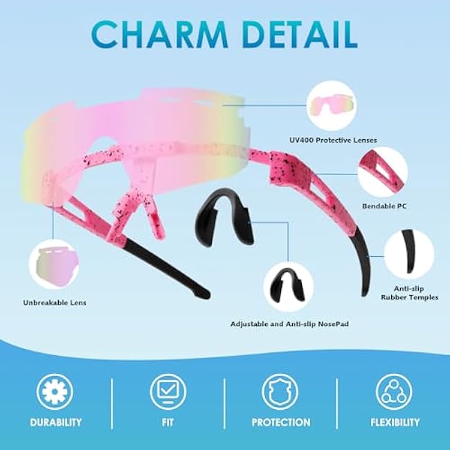 Kids Polarized Sports Sunglasses, Youth Baseball Sunglasses for Boys Girls Age 3-12 Softball Running Cycling Glasses