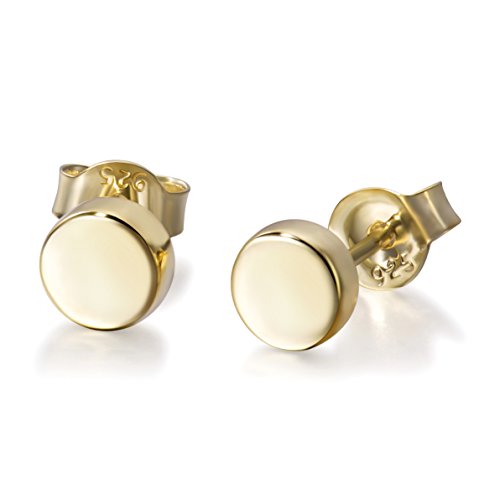 Meow star Boucles d'Oreilles Minimalistes Cercle Earrings Disque Rond Boucles d'Oreilles (Gold, Argent 925/1000)